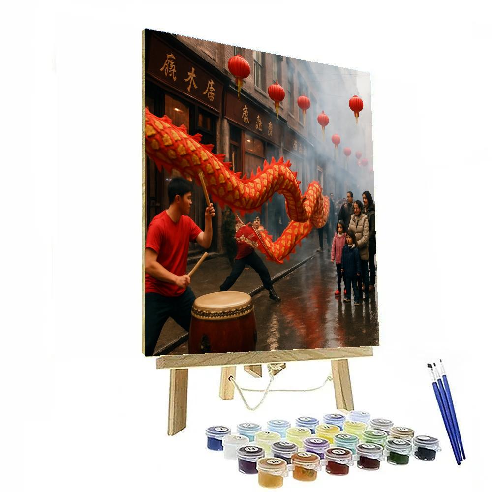 Lunar New Year Dragon Dance Alley Paint by numbers art