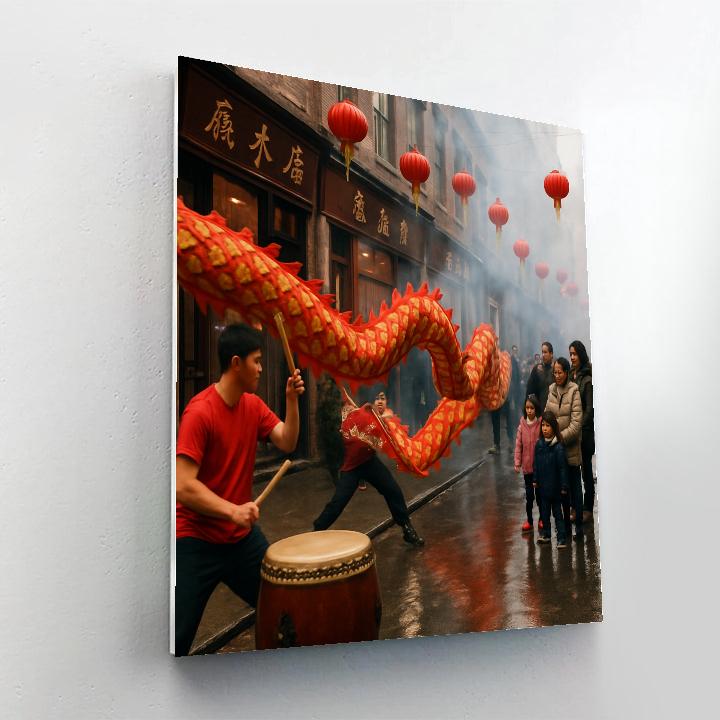 Lunar New Year Dragon Dance Alley Paint by numbers art
