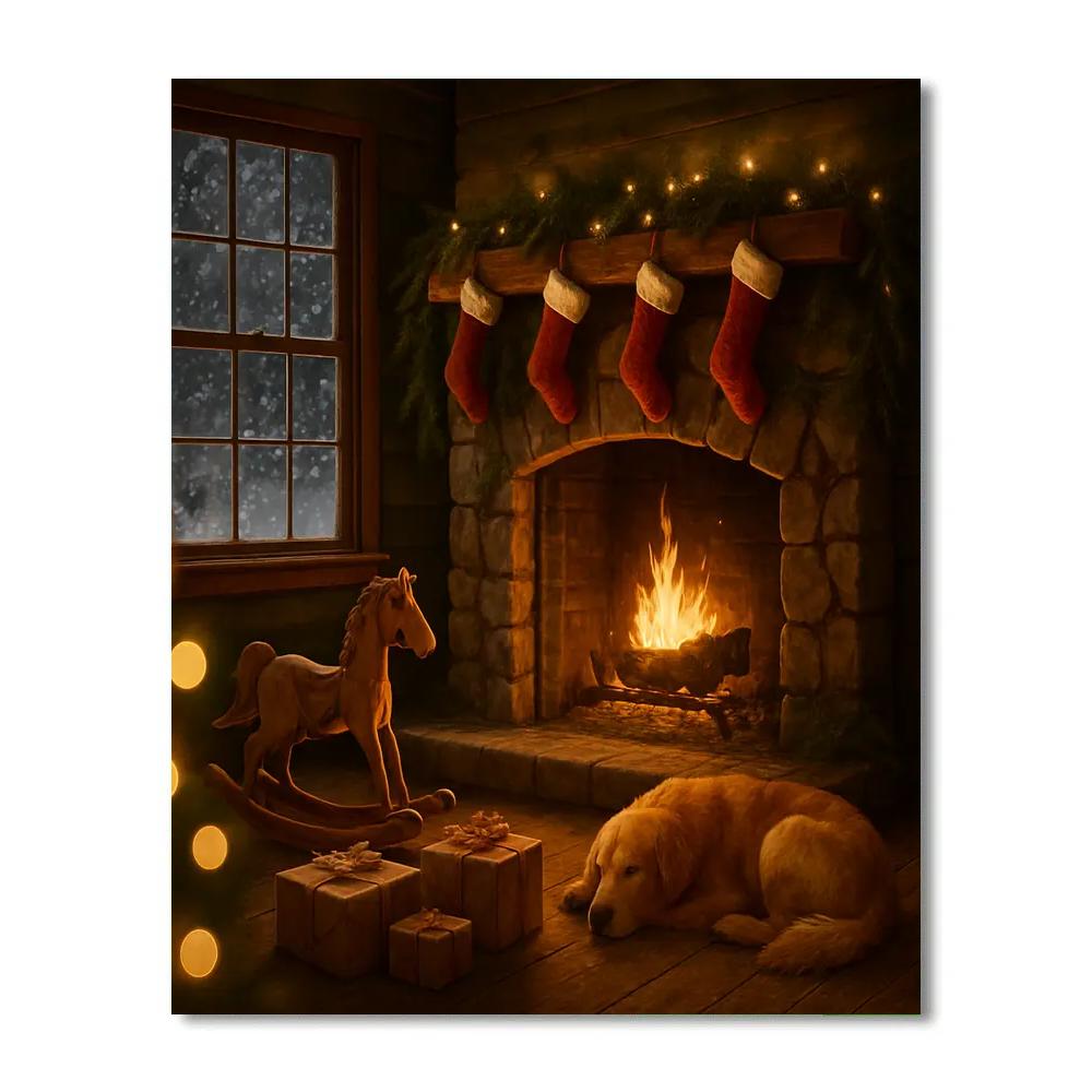 Christmas Hearth Glow paint by number