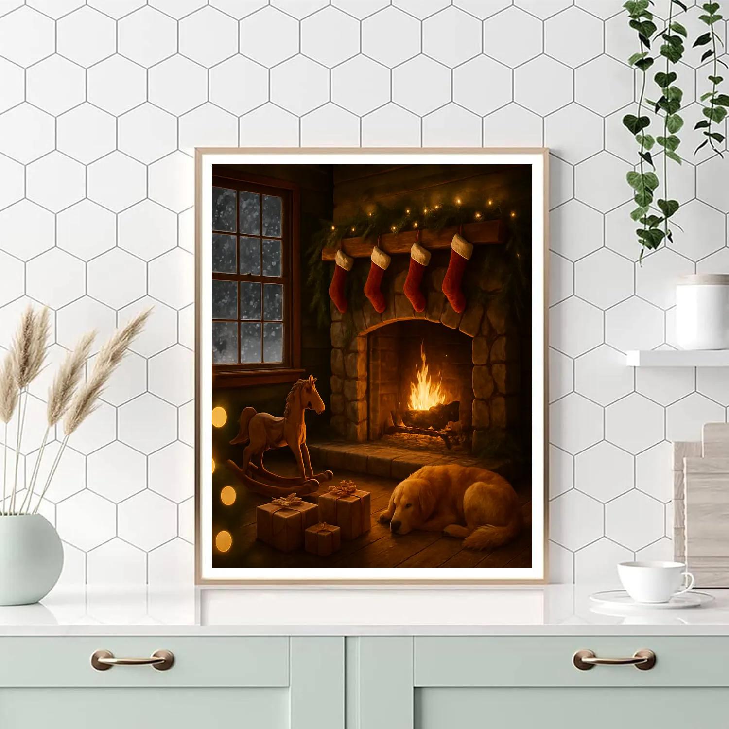 Christmas Hearth Glow paint by number
