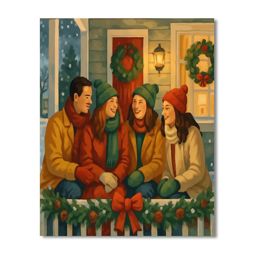 Pinecone Porch Gathering Painting by numbers kit