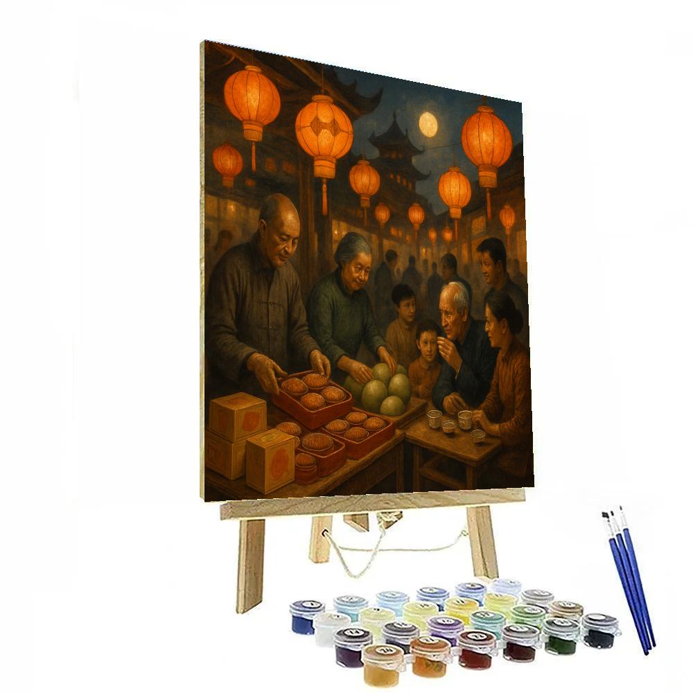 Chinese Mid-Autumn Mooncake Market Numbered painting kits