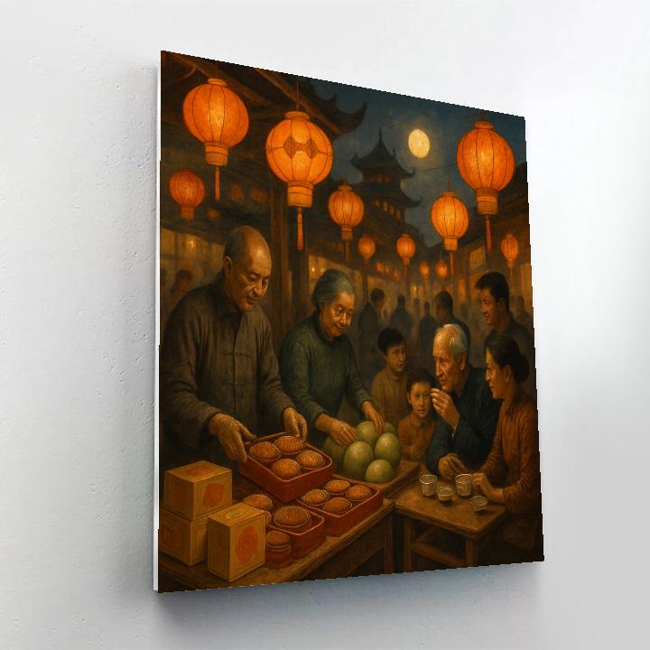 Chinese Mid-Autumn Mooncake Market Numbered painting kits