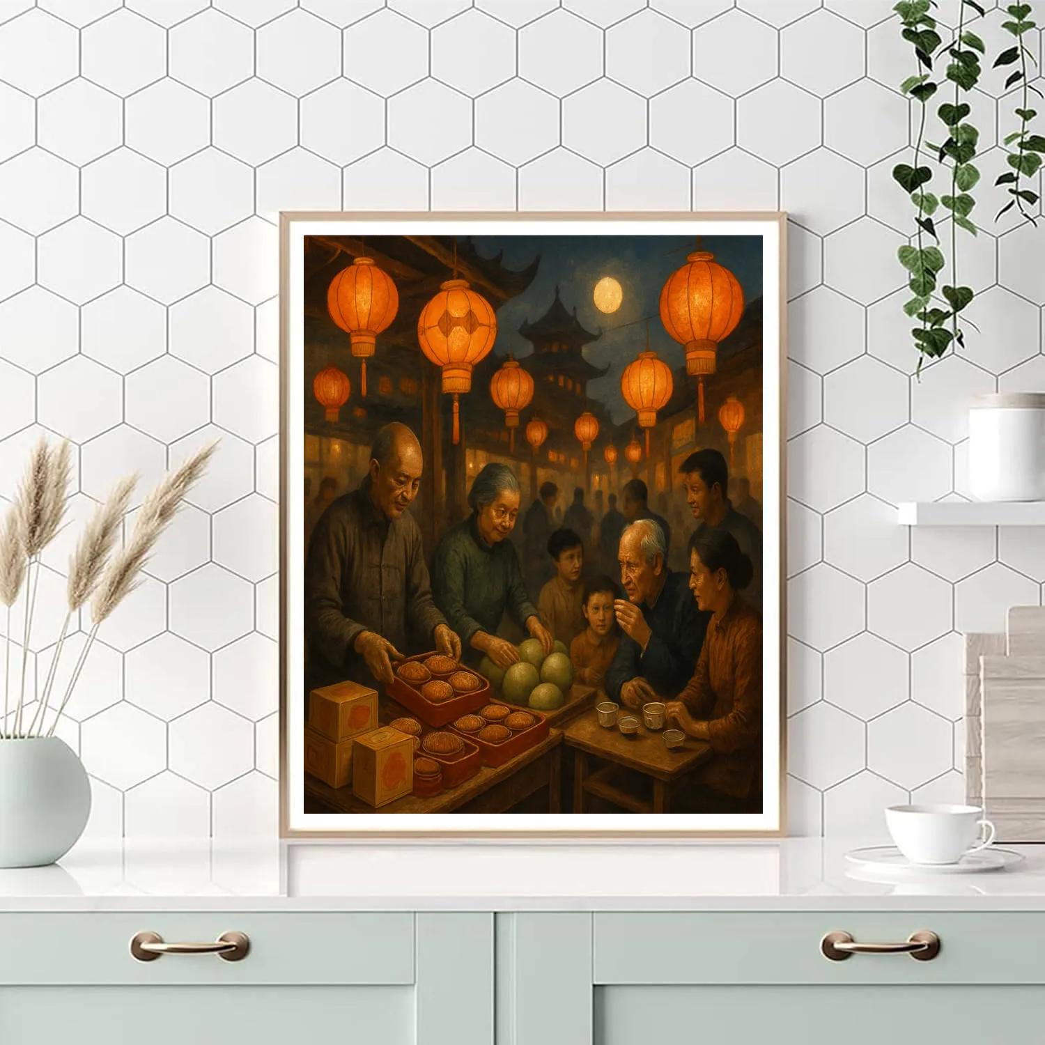 Chinese Mid-Autumn Mooncake Market Numbered painting kits