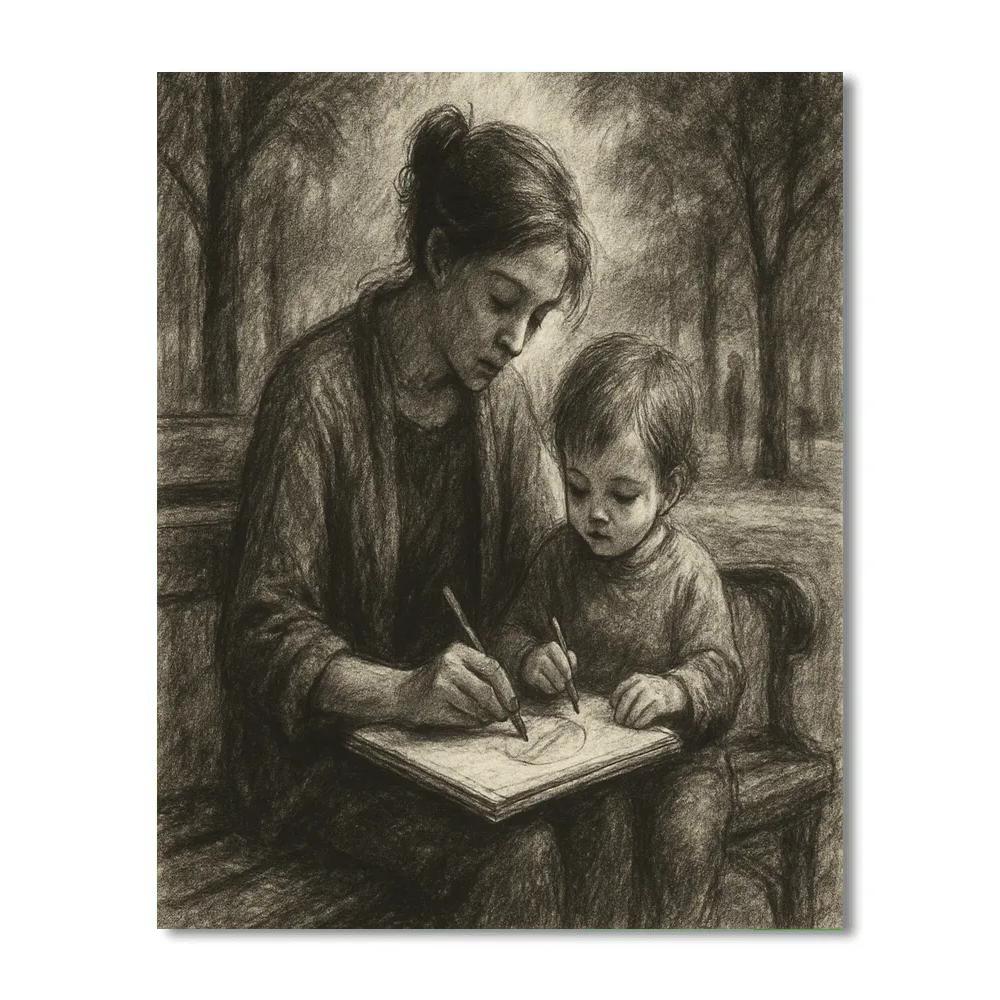 Charcoal Sketch Park Portrait Paint by numbers kits