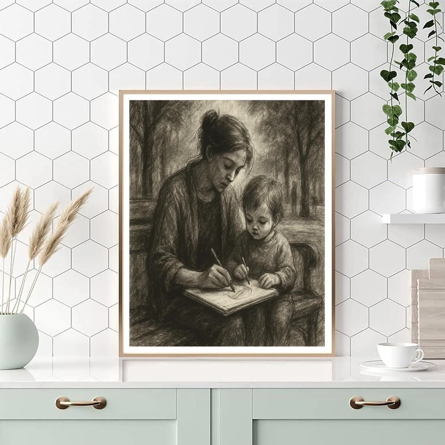 Charcoal Sketch Park Portrait Paint by numbers kits