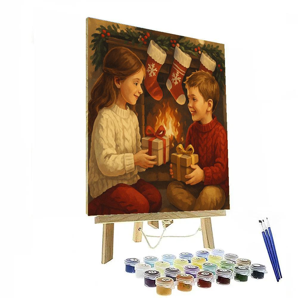 Firelight Stocking Swap paint by number