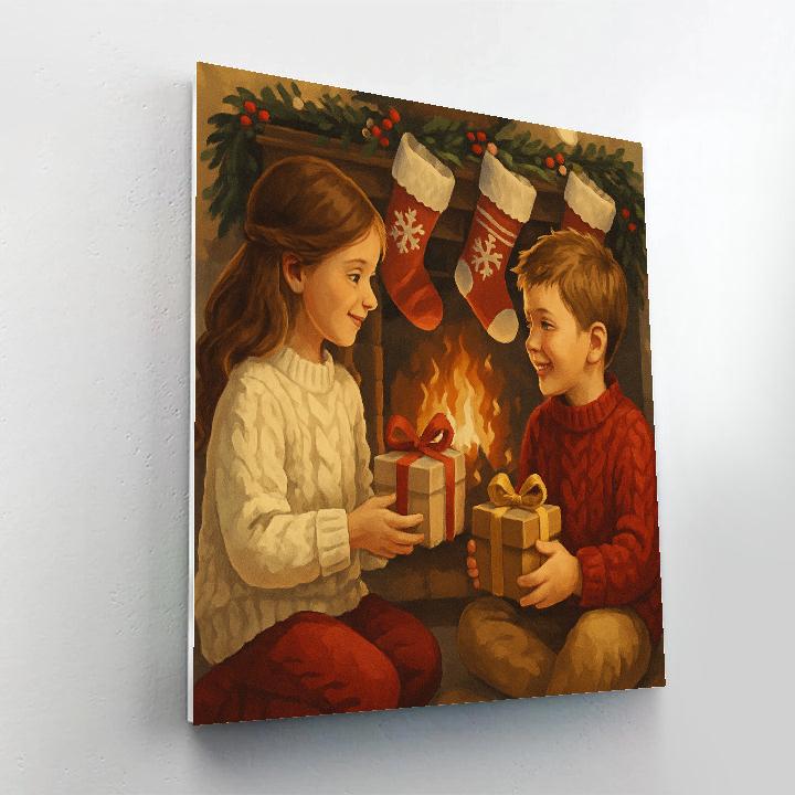 Firelight Stocking Swap paint by number