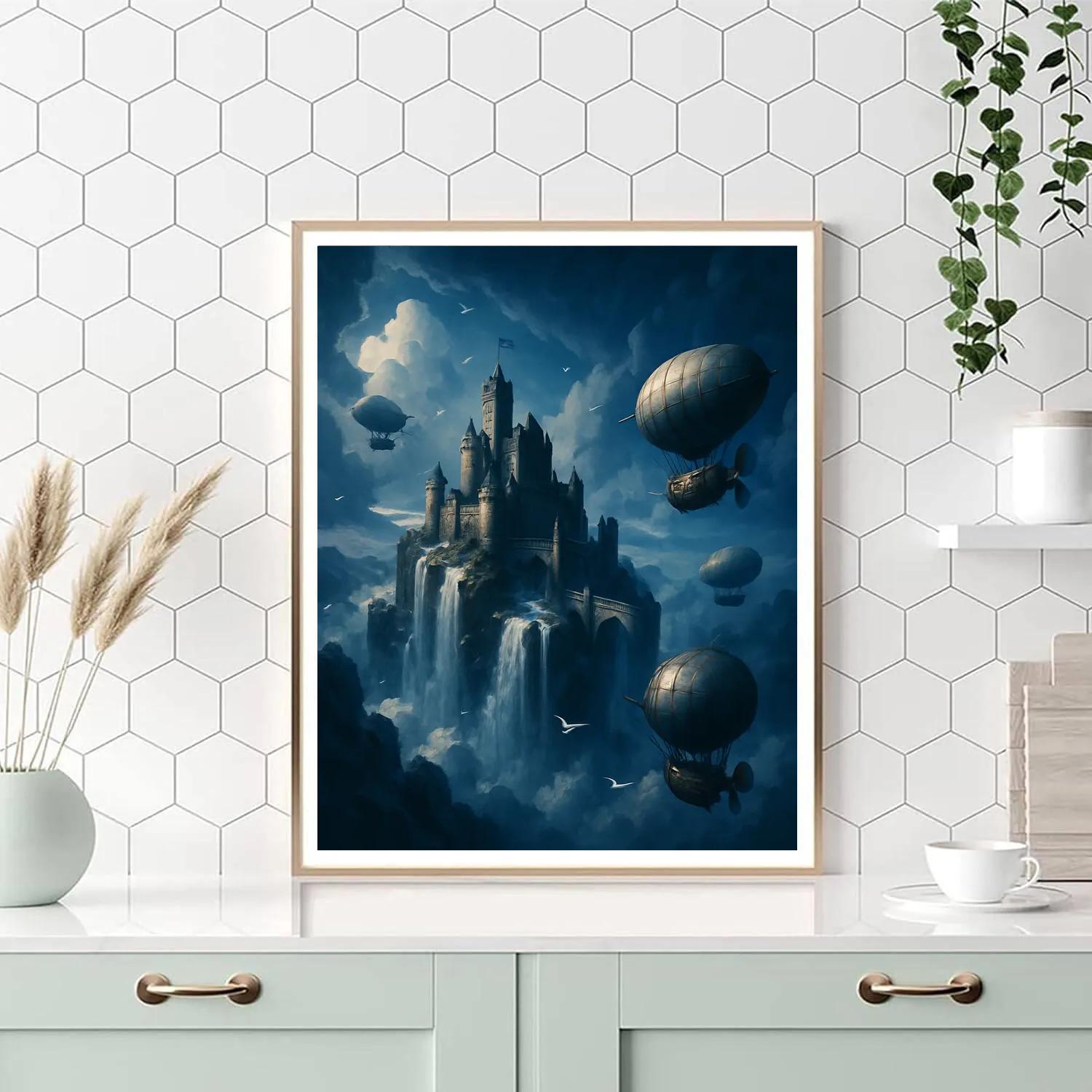 Fantasy Skyborne Citadel paint by number