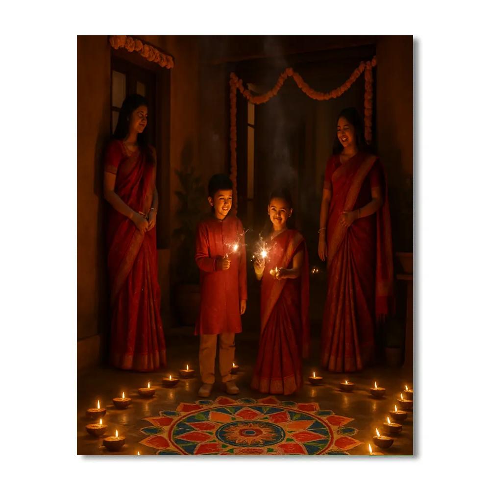 Traditional Diwali Celebration In India Painting by numbers kit