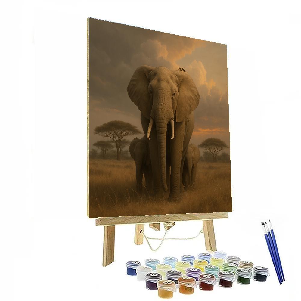 Elephant Savannah Guardian Paint by numbers art