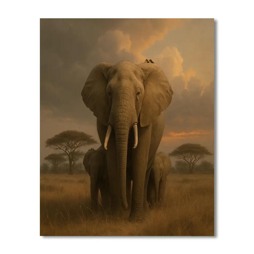 Elephant Savannah Guardian Paint by numbers art