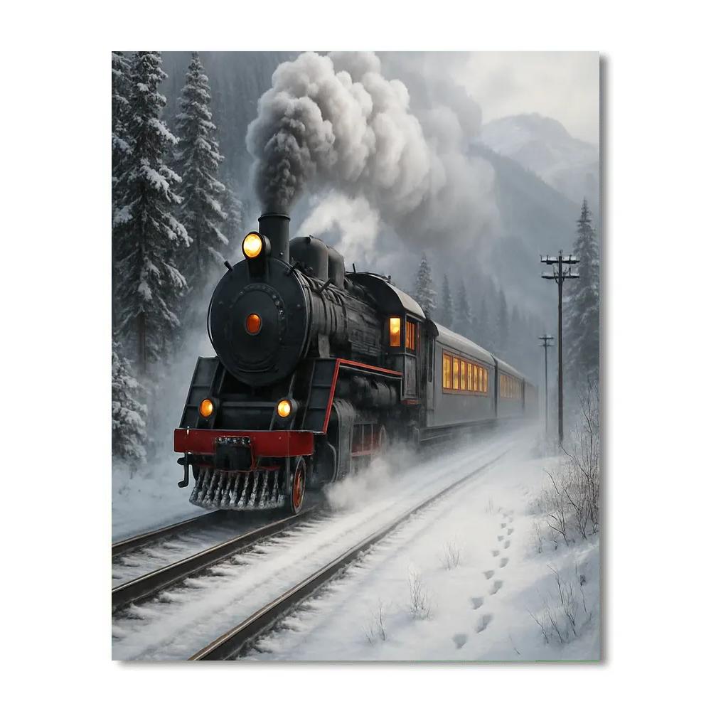 Train Winter Express paint by color