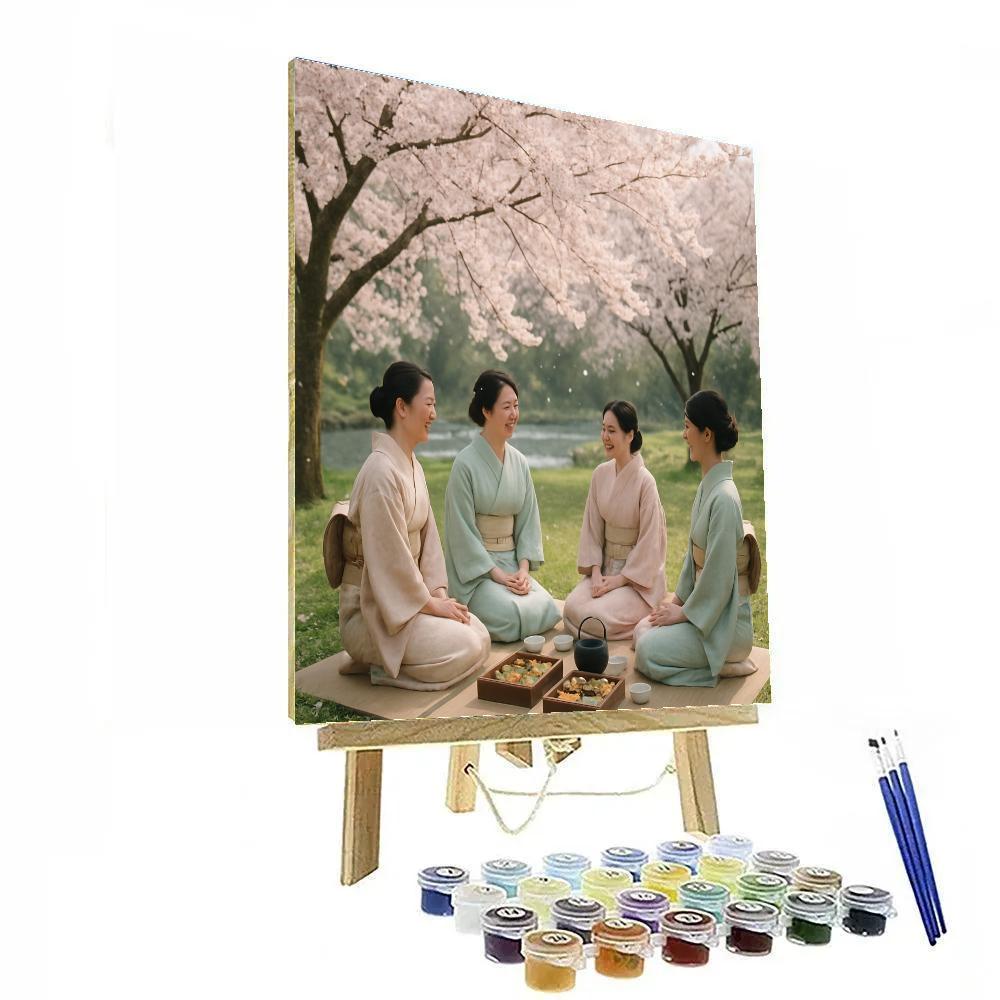Hanami Cherry Blossom Picnic In Japan paint by number