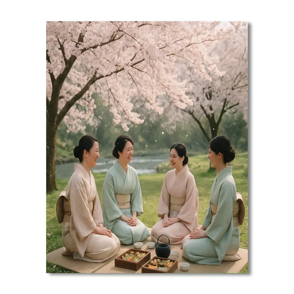 Hanami Cherry Blossom Picnic In Japan paint by number