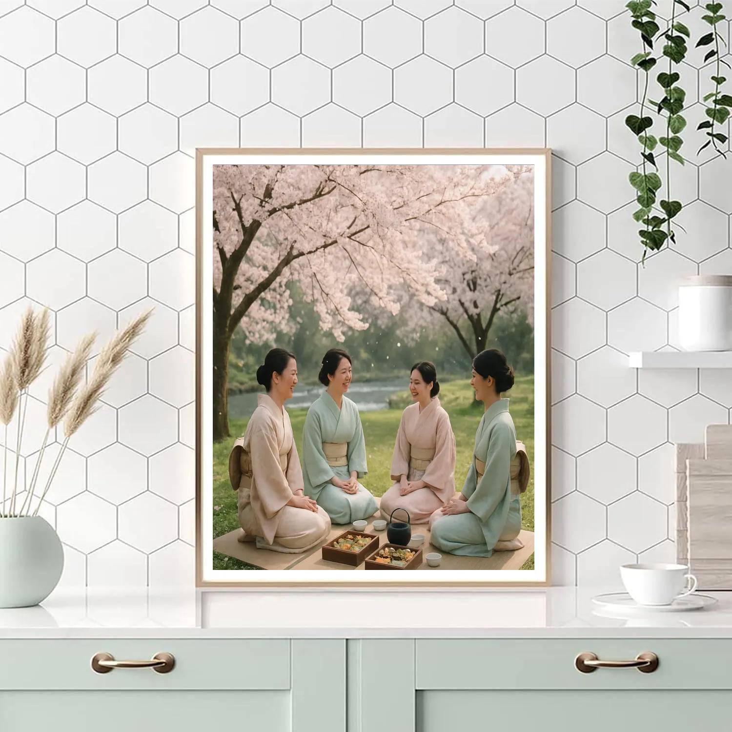 Hanami Cherry Blossom Picnic In Japan paint by number
