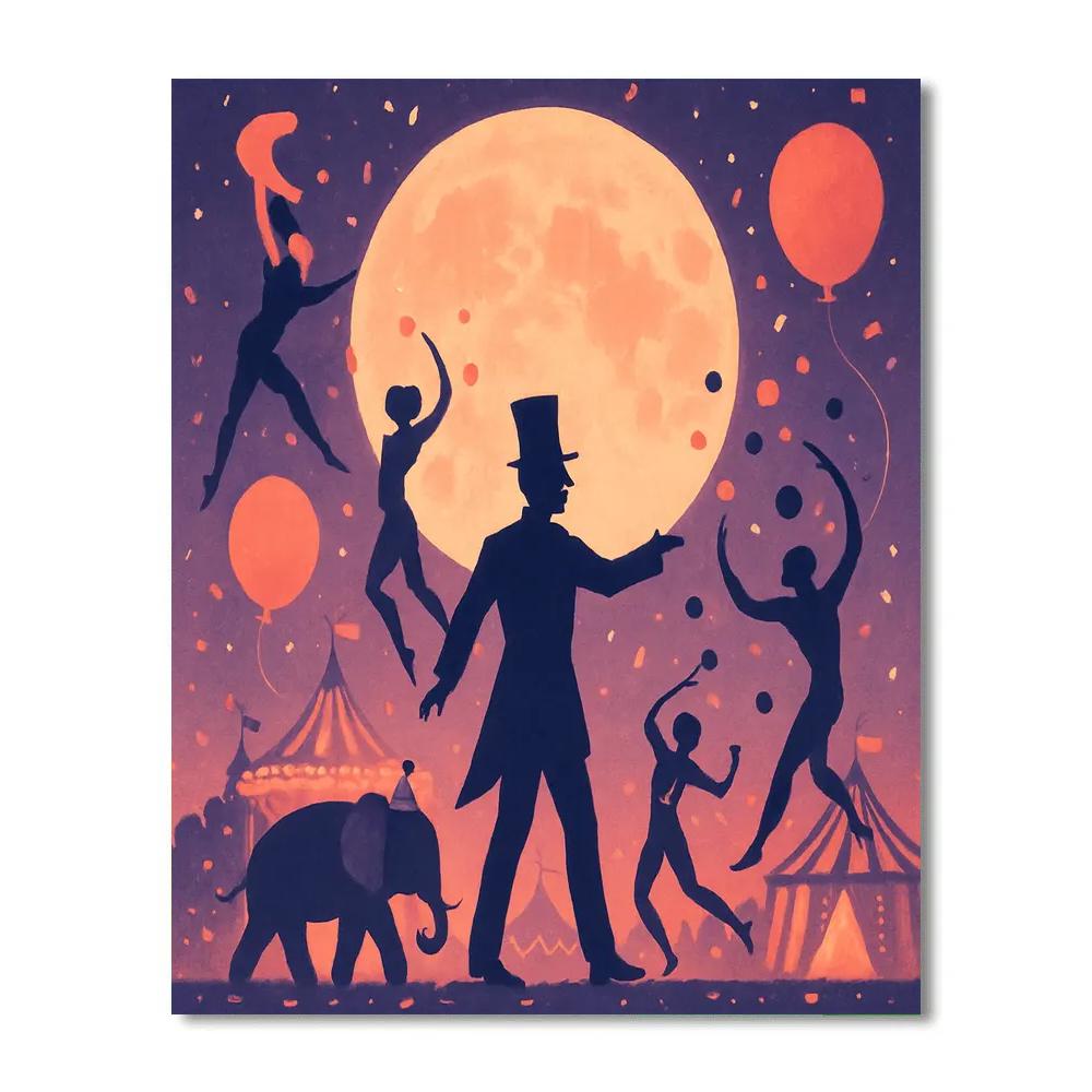 Circus Moon Parade Number painting