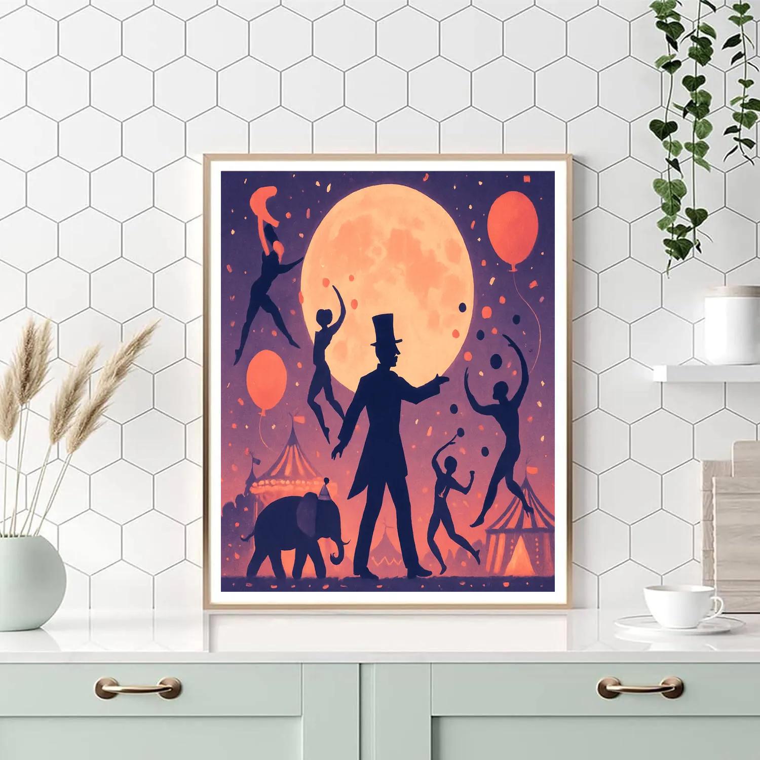 Circus Moon Parade Number painting