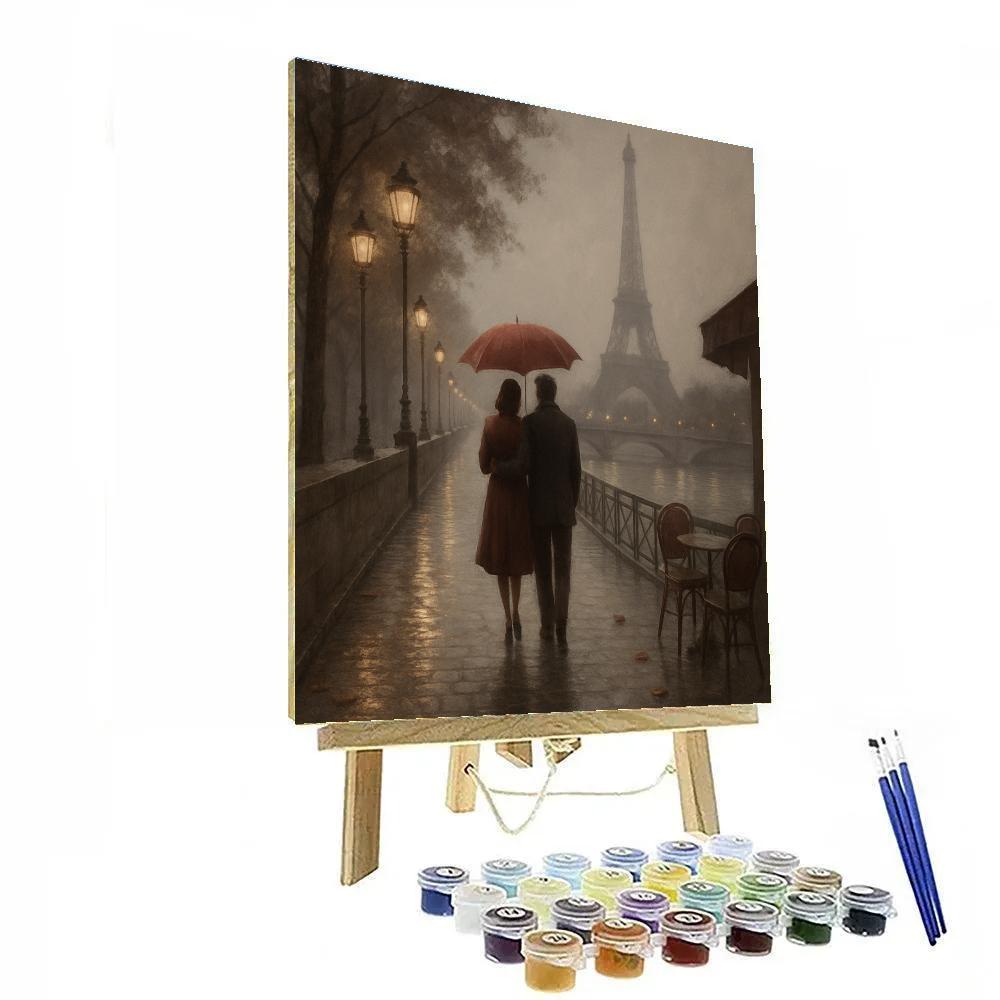 Couple Paris Riverside Stroll DIY paint by numbers