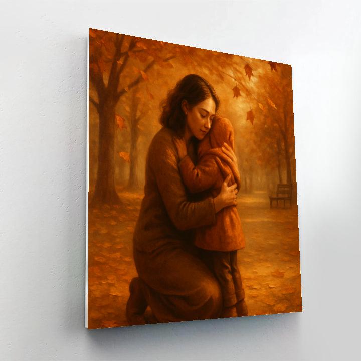 Warm Embrace Under Autumn Leaves paint by number