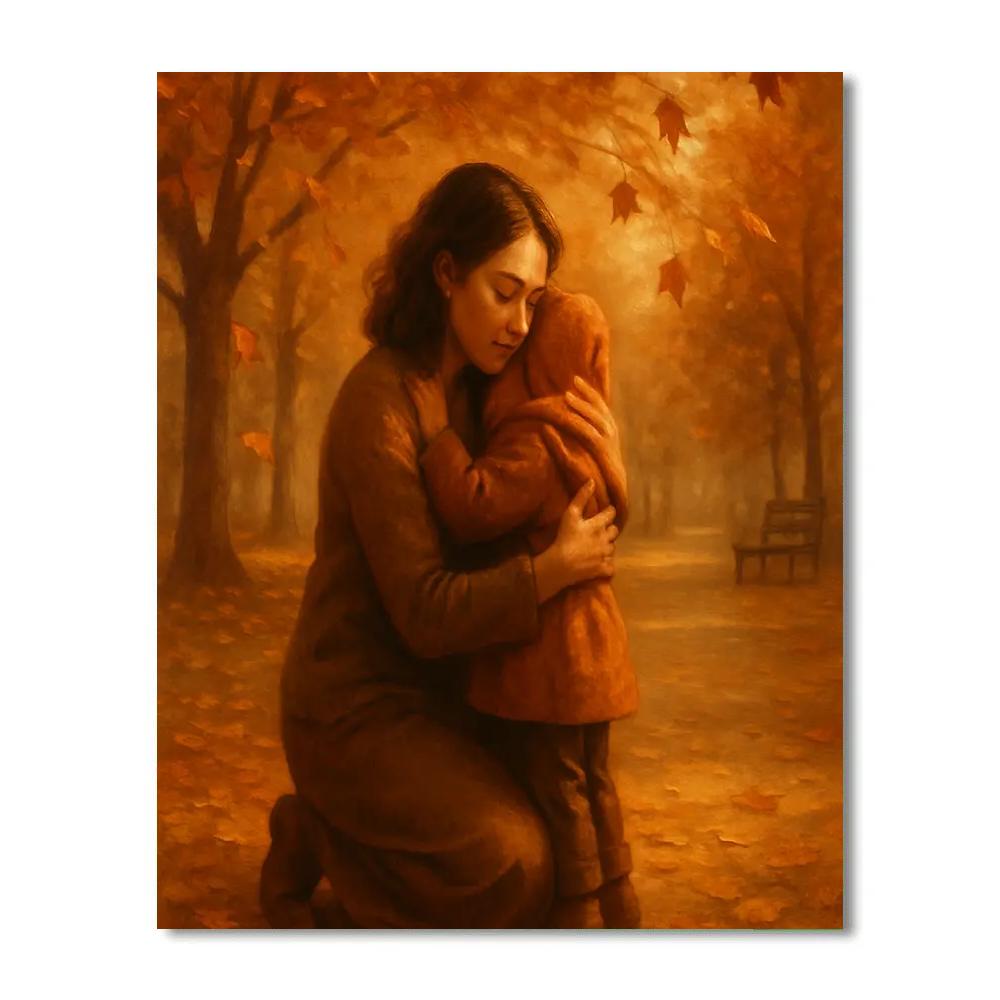 Warm Embrace Under Autumn Leaves paint by number