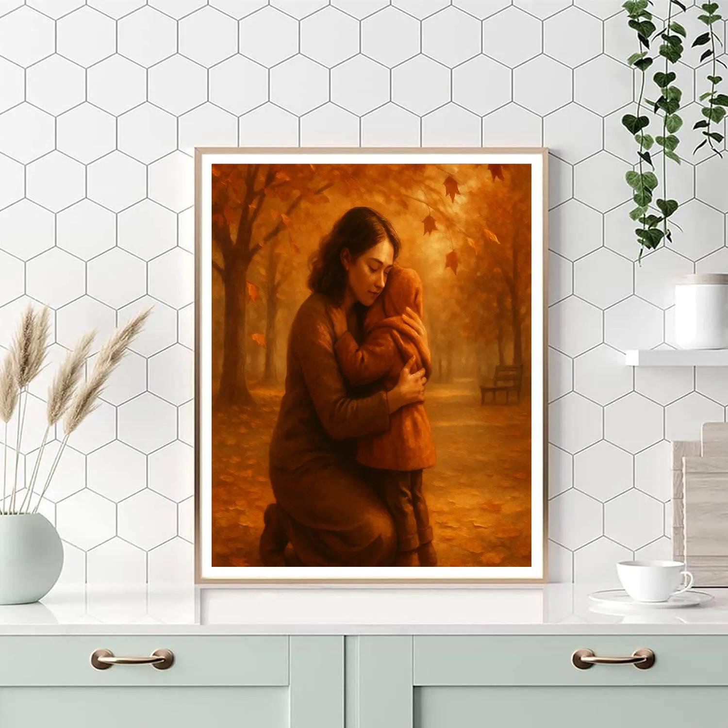 Warm Embrace Under Autumn Leaves paint by number