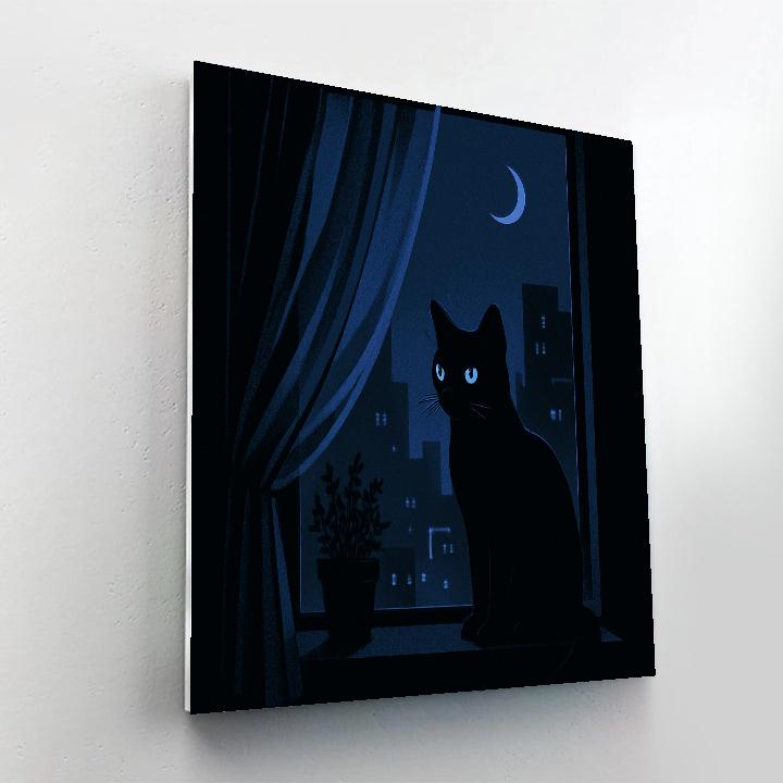Black Cat Night Window paint by numbers