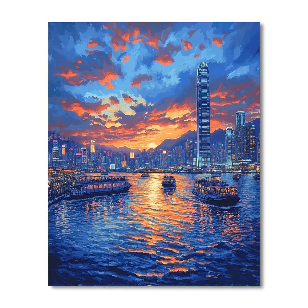 Victoria Harbour Panorama From Tsim Sha Tsui Promenade Painting by numbers kit