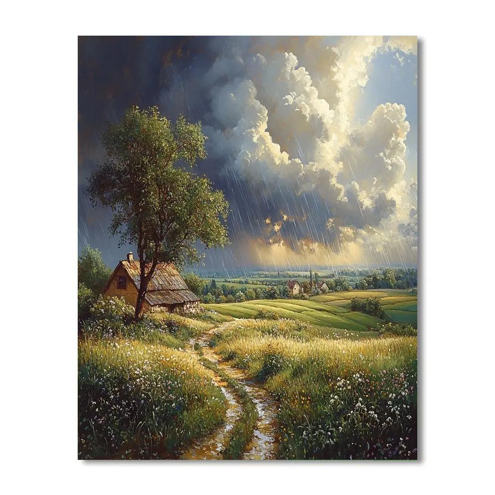John Constable Inspired Countryside Rainstorm DIY paint by numbers