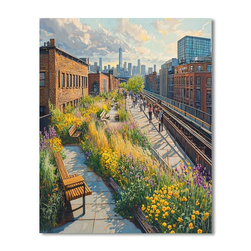 High Line Elevated Park Over Chelsea Rail Tracks Numbered painting kits