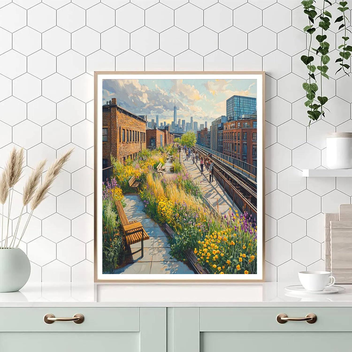 High Line Elevated Park Over Chelsea Rail Tracks Numbered painting kits