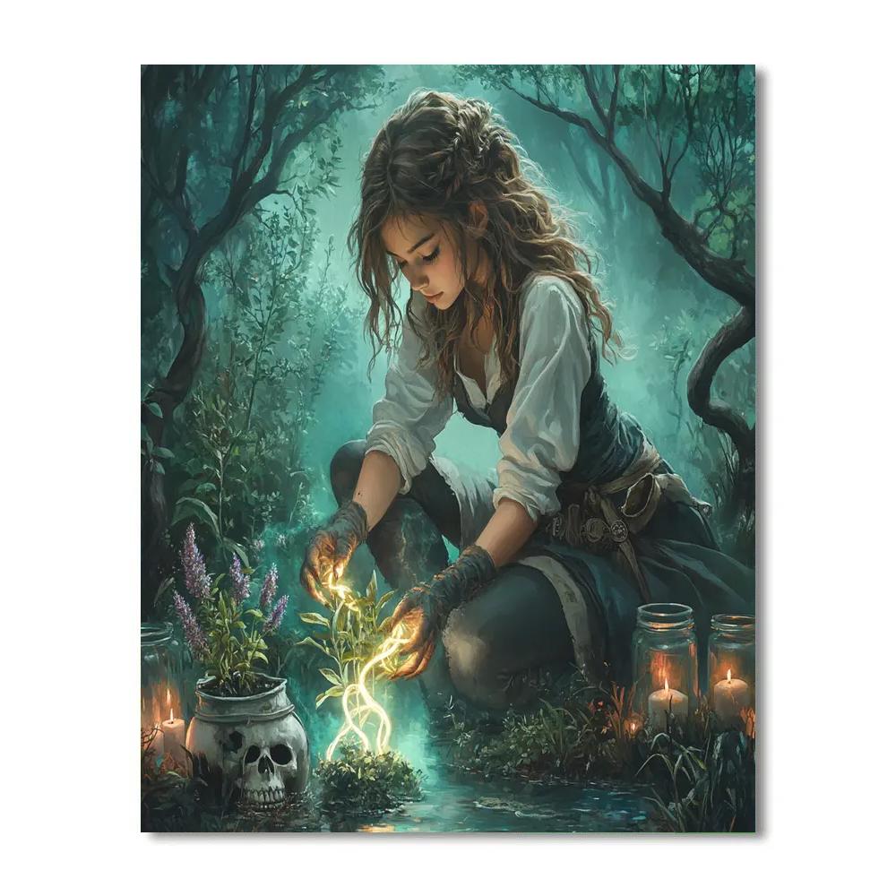 Witchs Garden Of Bioluminescent Roots paint by numbers