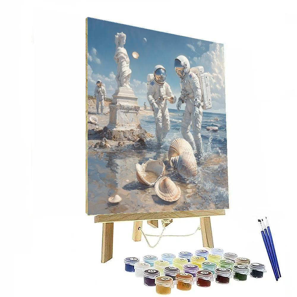 Salvador Dali Inspired Astronauts On The Shore paint by number