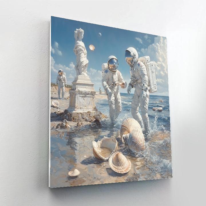 Salvador Dali Inspired Astronauts On The Shore paint by number