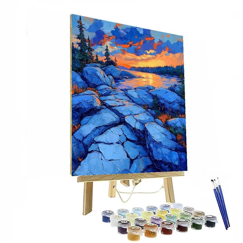 A.Y. Jackson Inspired Rugged Shield Rocks DIY paint by numbers