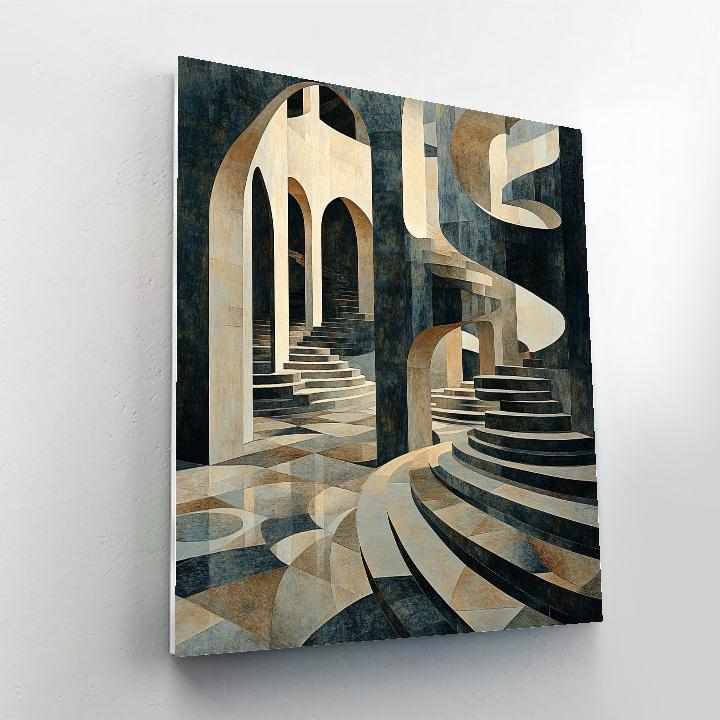 M.C. Escher Inspired Infinite Staircase Garden Numbered painting kits