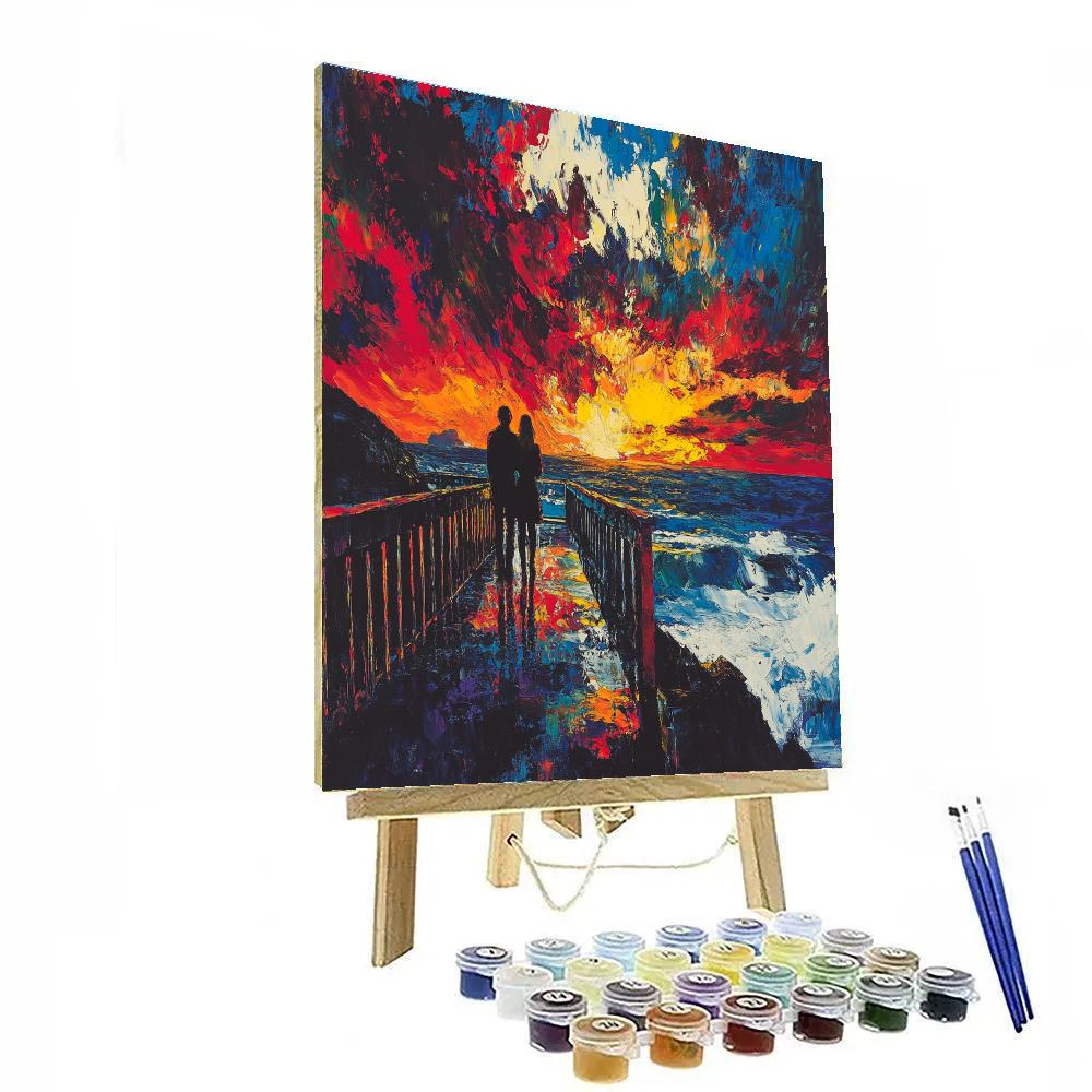 Edvard Munch Inspired Stormy Romance paint by color