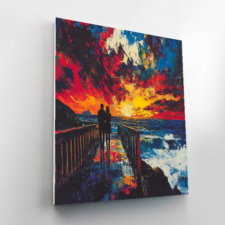 Edvard Munch Inspired Stormy Romance paint by color