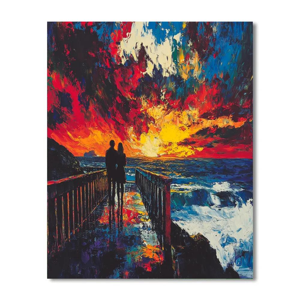 Edvard Munch Inspired Stormy Romance paint by color