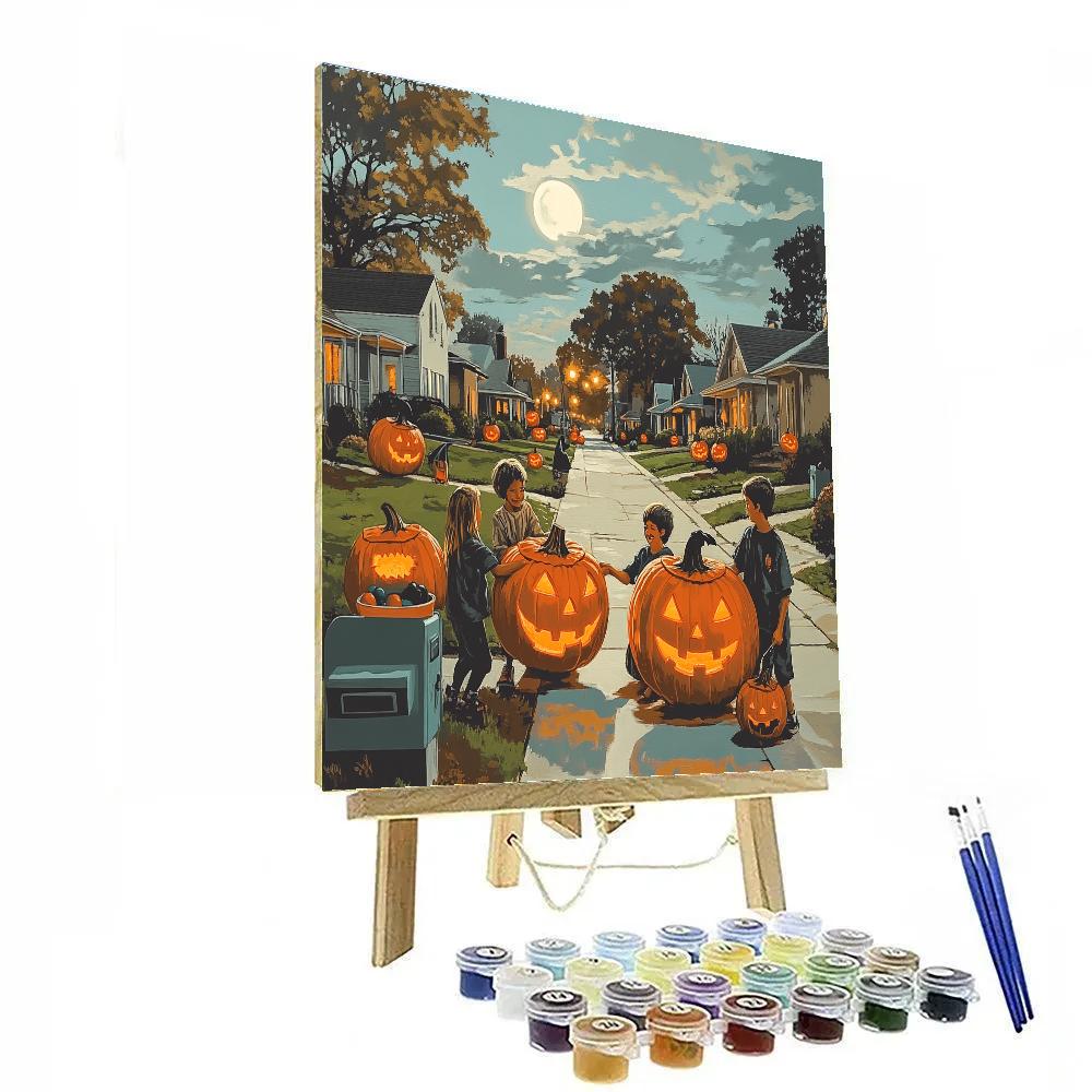 Suburbia Pumpkin Swap At Dusk Paint by numbers kits