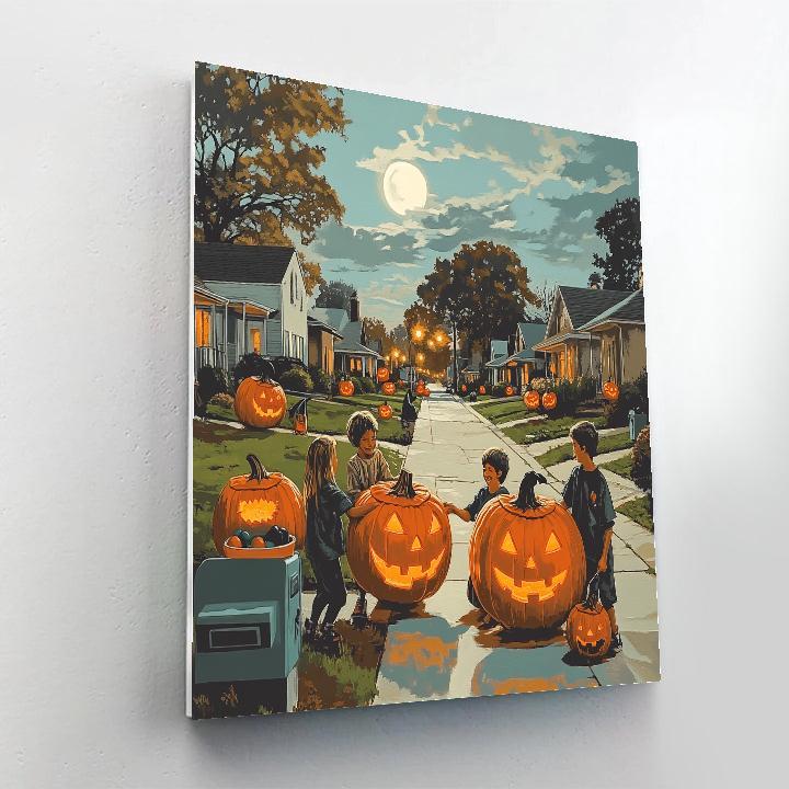 Suburbia Pumpkin Swap At Dusk Paint by numbers kits
