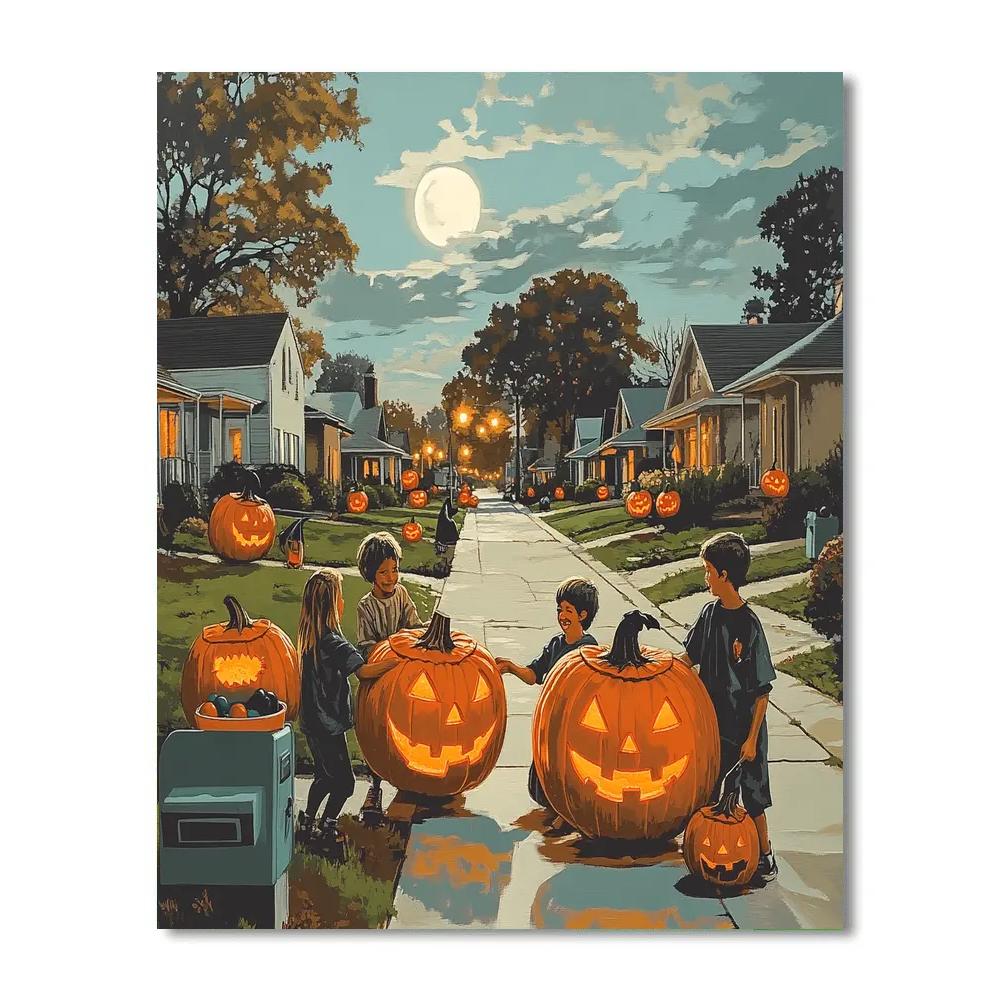 Suburbia Pumpkin Swap At Dusk Paint by numbers kits