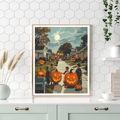 Suburbia Pumpkin Swap At Dusk Paint by numbers kits