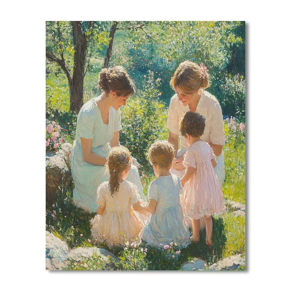 Mary Cassatt Inspired Mothers In The Garden paint by number