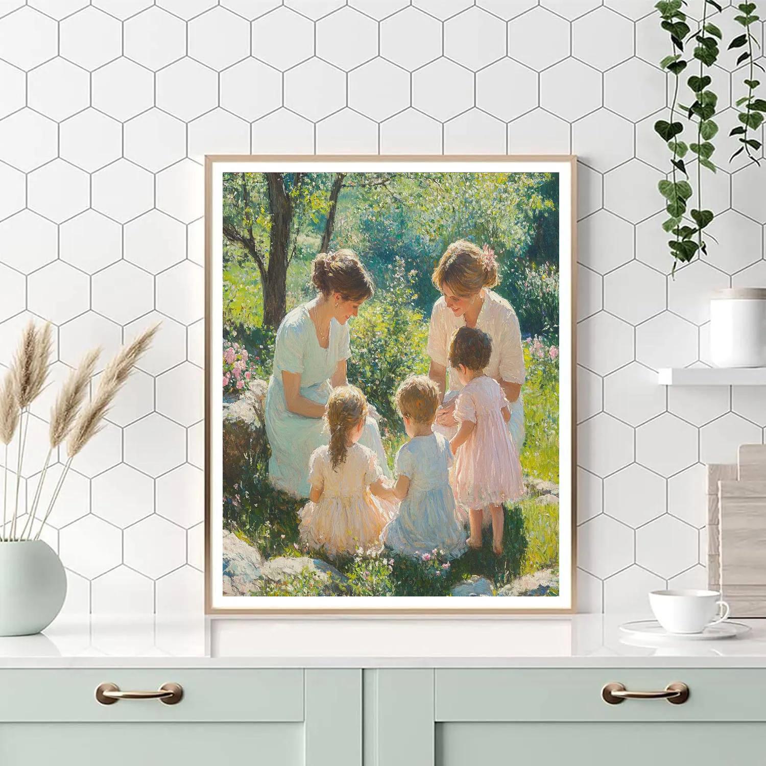 Mary Cassatt Inspired Mothers In The Garden paint by number