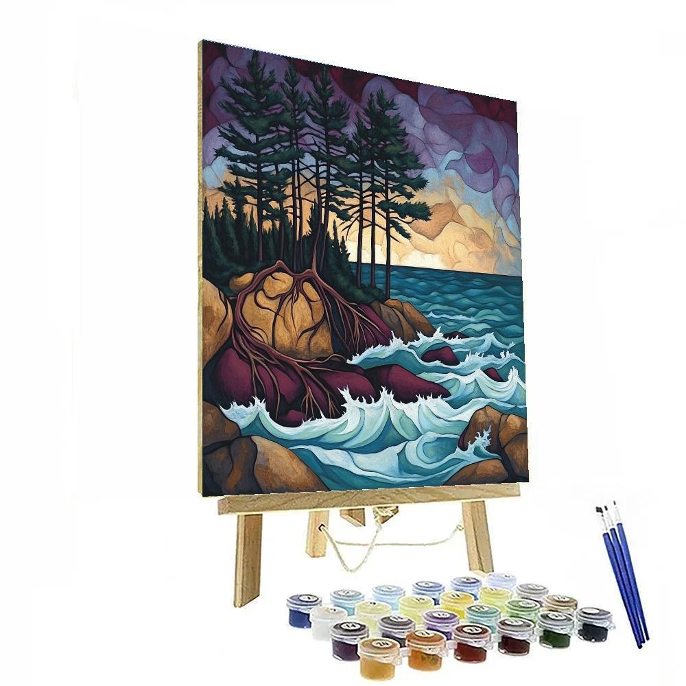 Arthur Lismer Inspired Windswept Pines On A Rocky Isle Painting by numbers kit