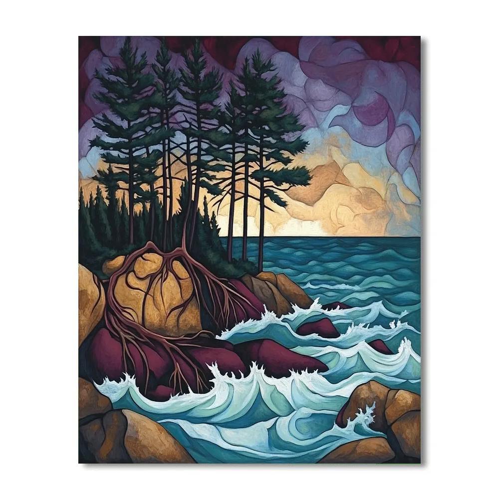 Arthur Lismer Inspired Windswept Pines On A Rocky Isle Painting by numbers kit