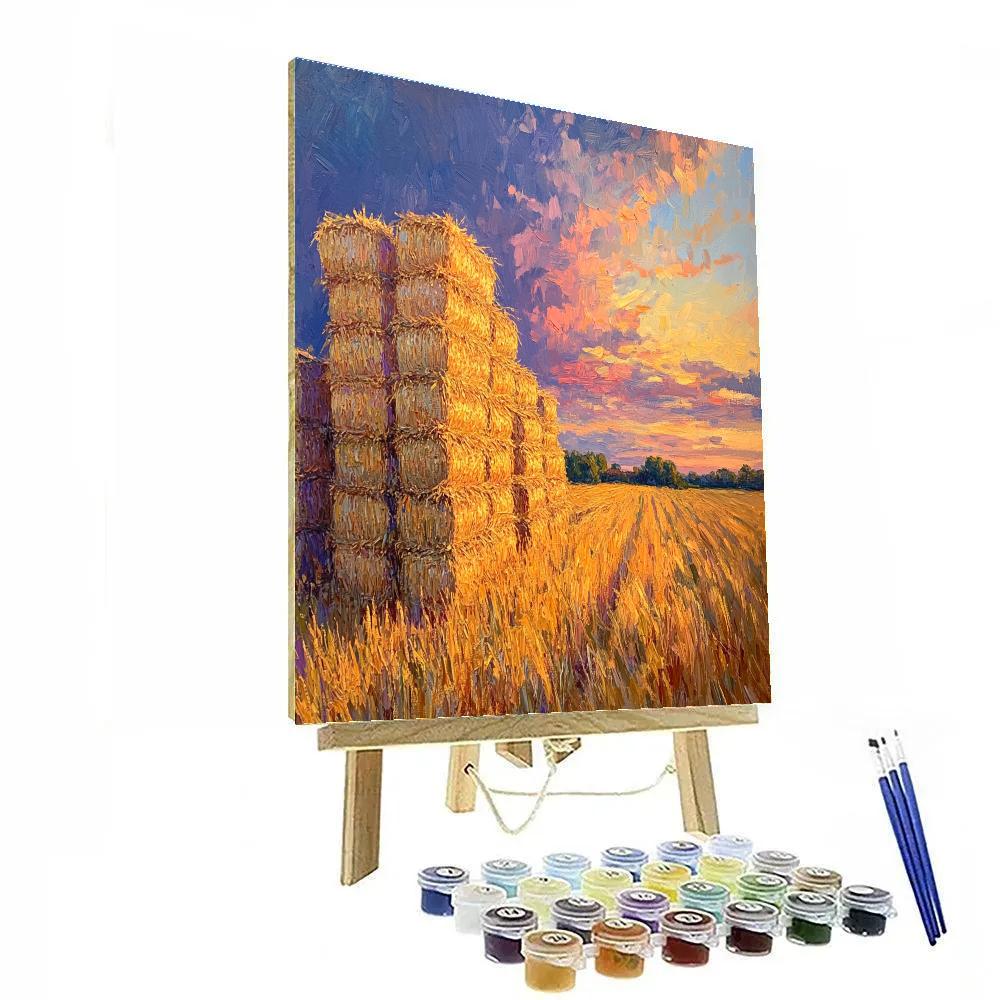 Claude Monet Inspired Haystacks At Golden Dusk painting number kit