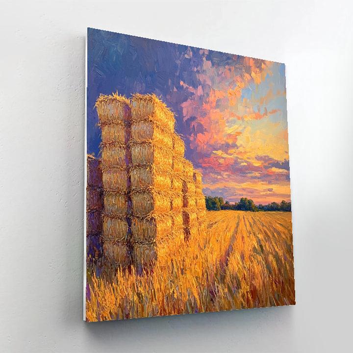 Claude Monet Inspired Haystacks At Golden Dusk painting number kit