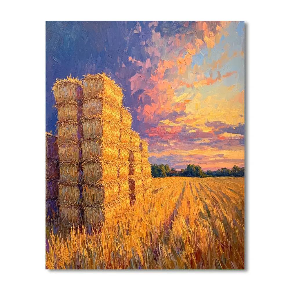 Claude Monet Inspired Haystacks At Golden Dusk painting number kit